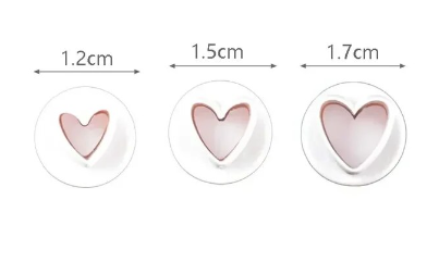 Molde de Corazones (Sets de 3 distintos tamaños: 1,2 cms, 1,5 cms y 1,7 cms)